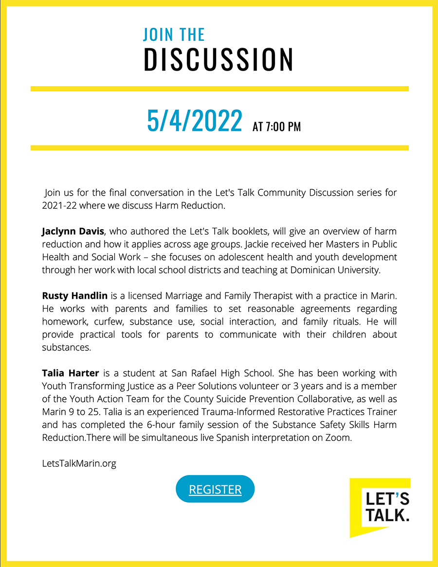 Join the Discussion - Let's Talk Community Discussion / Harm Reduction / May 5th, 2022 @ 7pm